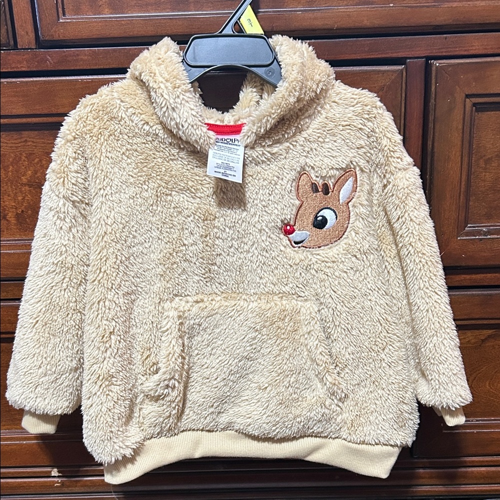Rudolph Cozy Kids Hoodie Red Nose Reindeer Design size 2T and 3T💕🎁